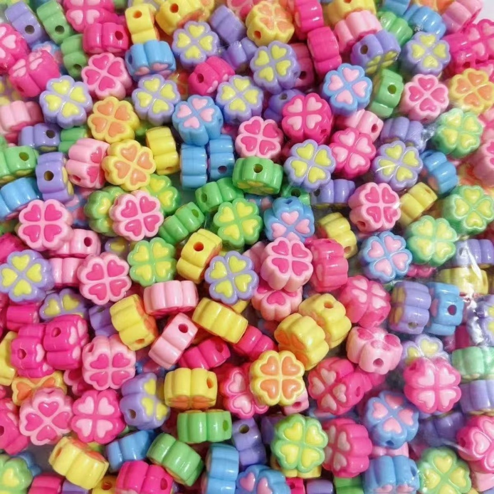 Two-Tone Inlaid Acrylic Beads, Heart & Flower Loose Beads for Bracelet DIY Jewelry Wholesale