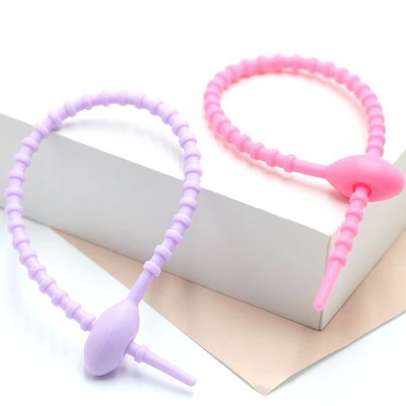 Colorful Tadpole Zip Ties, DIY Silicone Lanyards for Keychain Bag Blind Box Charm Cable Organizer Wholesale