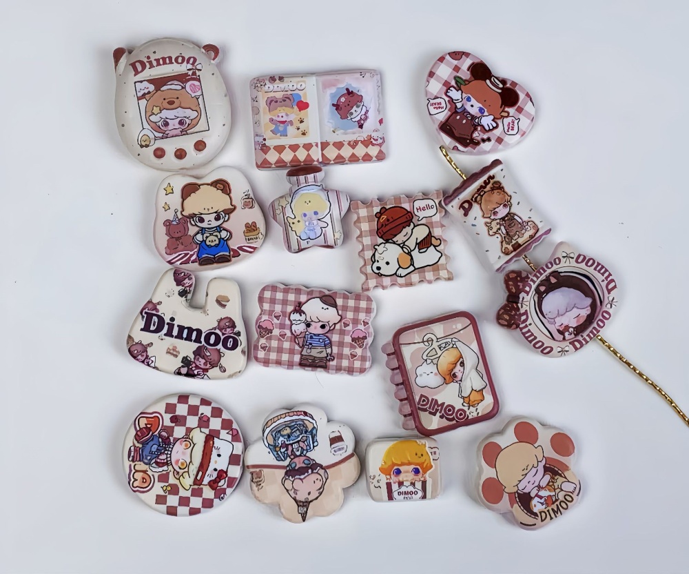 BT21 Double Sided Printed Through Hole Beads, DIY Phone Strap Bag Charm Jewelry Accessories Wholesale