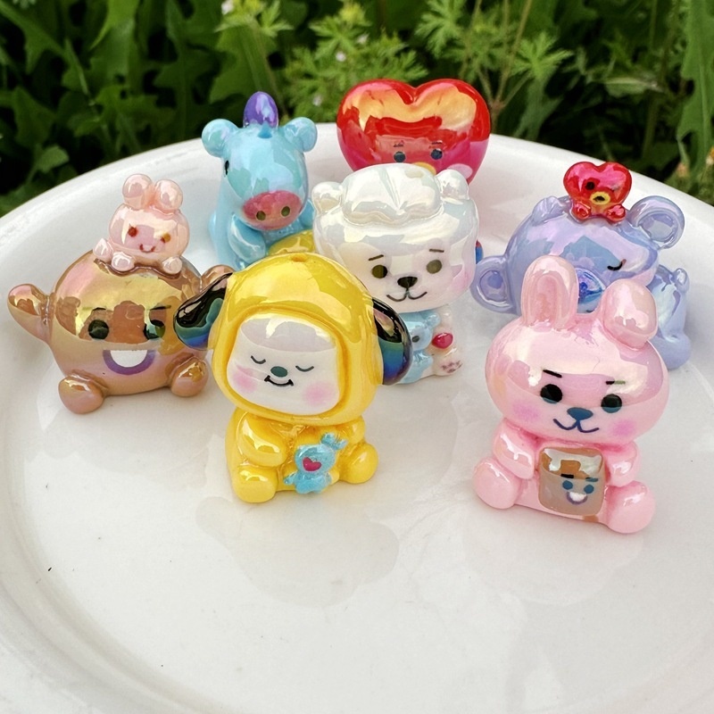 3D BT21 Resin Beads With Through Hole, Cute Cartoon BT21 Charms for DIY Bead Pen, Phone Lanyard, Keychain & Handmade Jewelry Making Wholesale