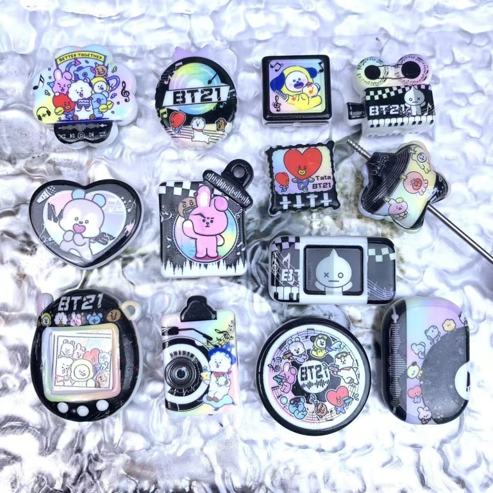BT21 Double Sided Printed Through Hole Beads, DIY Phone Strap Bag Charm Jewelry Accessories Wholesale