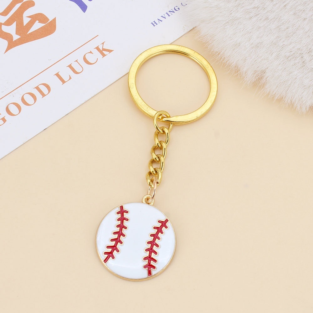 Sports Ball Enamel Alloy Keychains, Basketball Football Badminton Charms for Backpack Decoration Wholesale