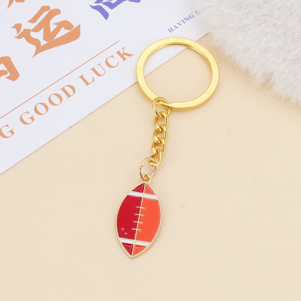Sports Ball Enamel Alloy Keychains, Basketball Football Badminton Charms for Backpack Decoration Wholesale