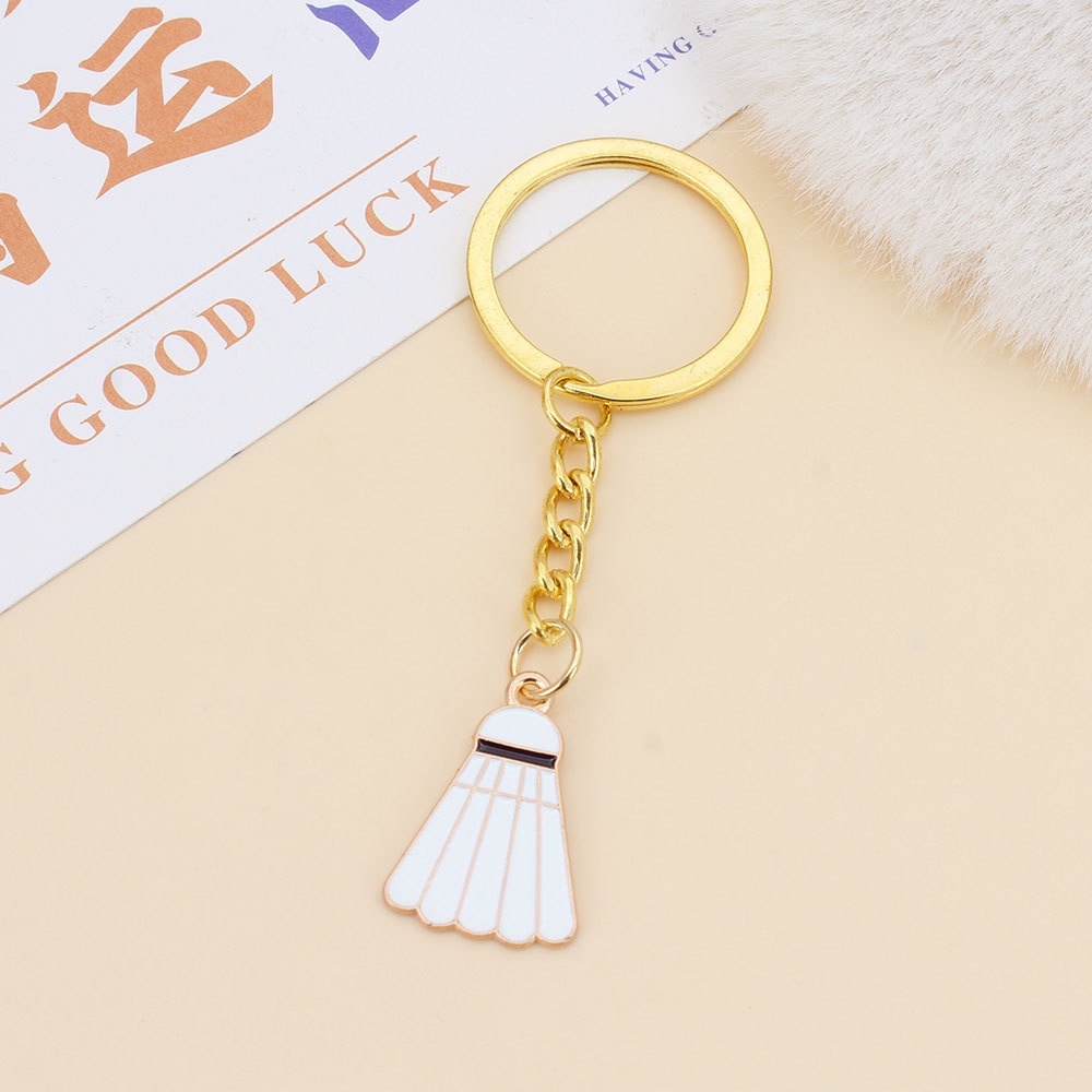 Sports Ball Enamel Alloy Keychains, Basketball Football Badminton Charms for Backpack Decoration Wholesale