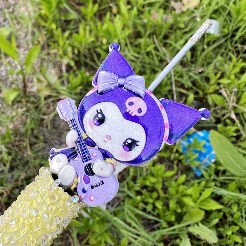 Double Sided Printed Kuromi Through Hole Beads, Cartoon Resin Beads for DIY Phone Lanyard, Keychain, Car Pendant & Beadable Pen Making Wholesale