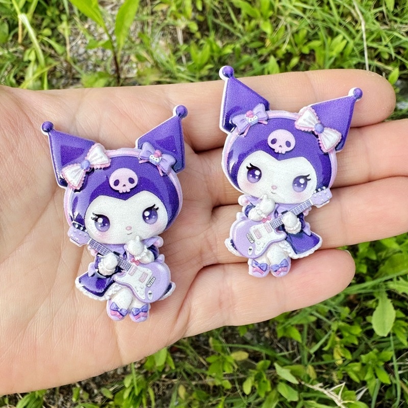 Double Sided Printed Kuromi Through Hole Beads, Cartoon Resin Beads for DIY Phone Lanyard, Keychain, Car Pendant & Beadable Pen Making Wholesale