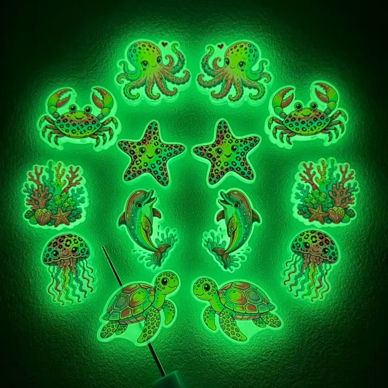 Luminous Ocean Themed Resin Beads DIY Bracelet Pen Keychain Bag Charm Accessories Wholesale