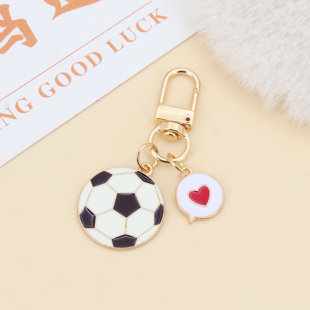 Sports Ball Enamel Alloy Keychains, Basketball Football Badminton Charms for Backpack Decoration Wholesale