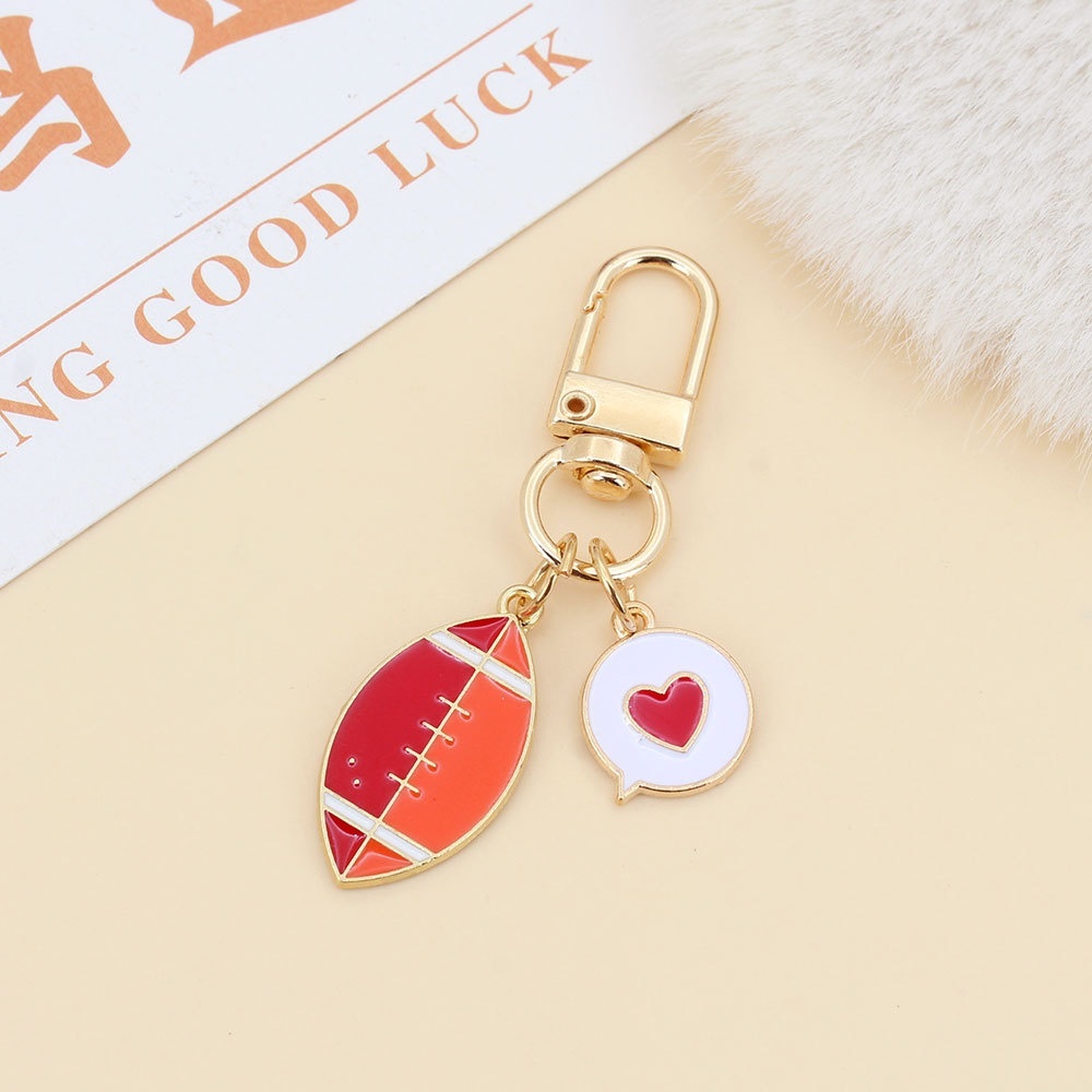 Sports Ball Enamel Alloy Keychains, Basketball Football Badminton Charms for Backpack Decoration Wholesale