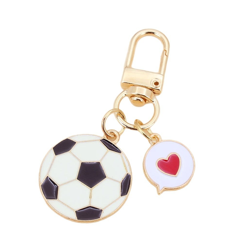 Sports Ball Enamel Alloy Keychains, Basketball Football Badminton Charms for Backpack Decoration Wholesale