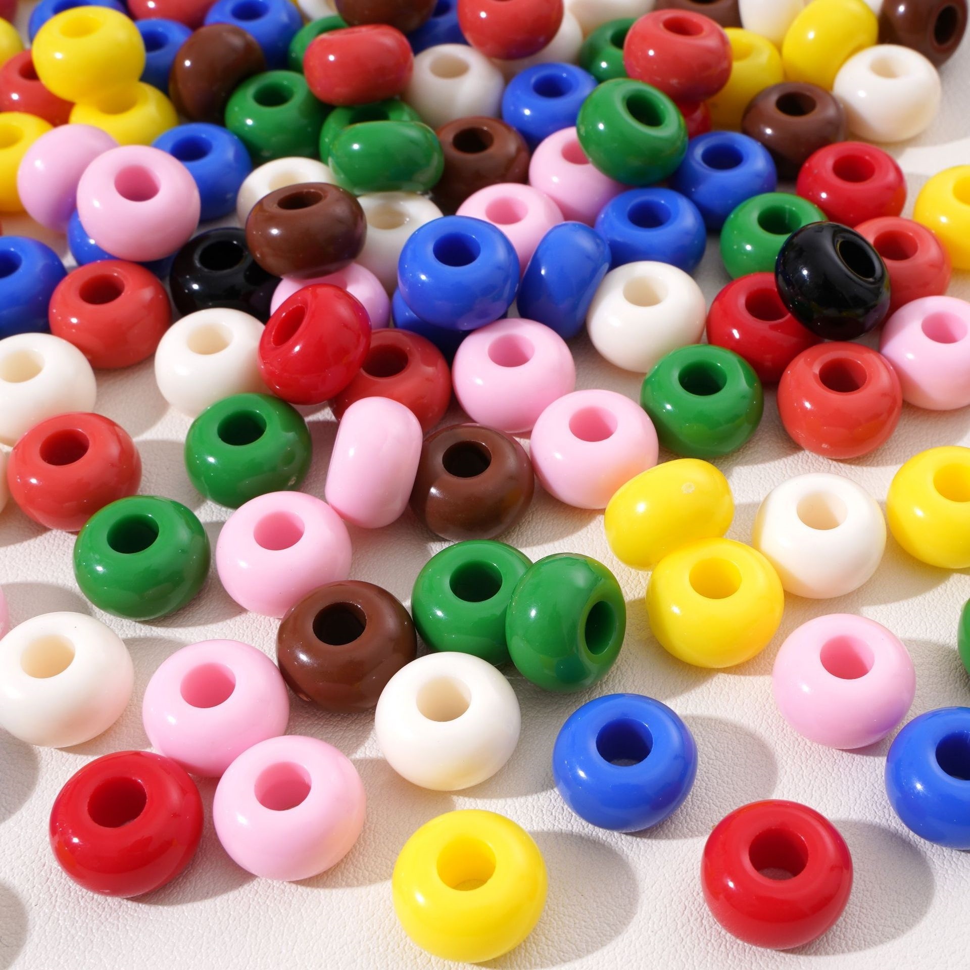 Large Hole Abacus Shaped Flat Acrylic Beads, DIY Phone Charm Handmade Jewelry Loose Beads Wholesale