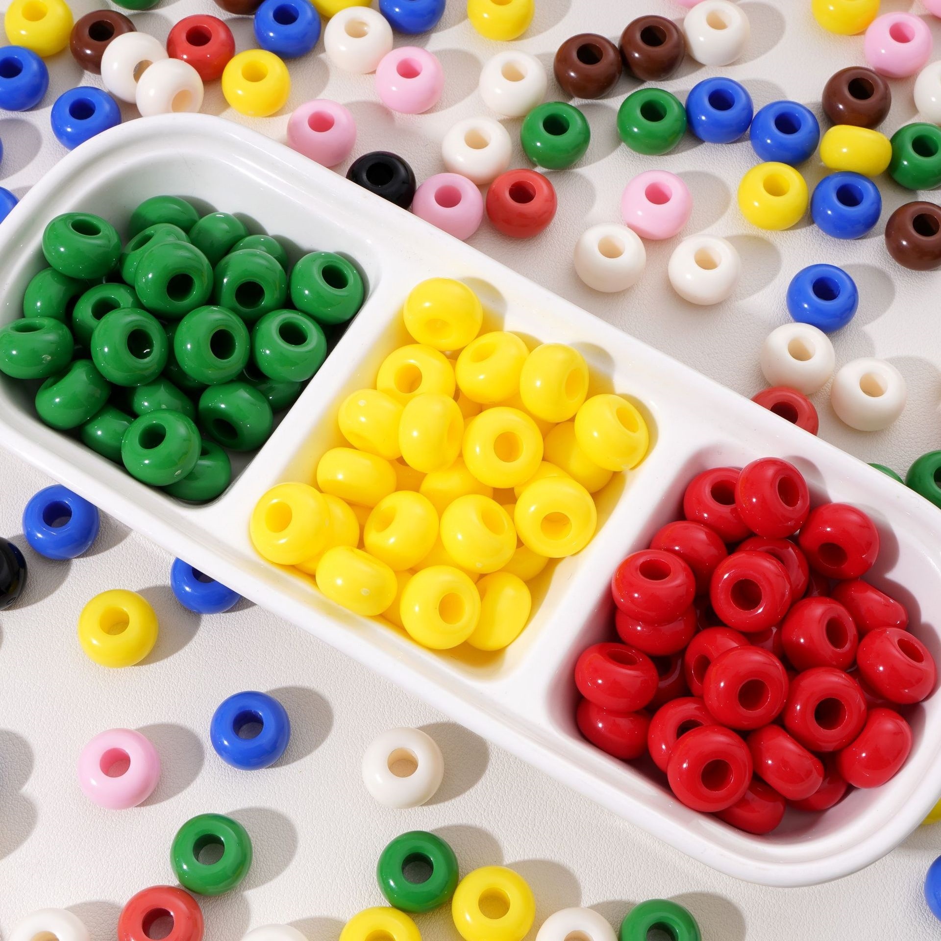 Large Hole Abacus Shaped Flat Acrylic Beads, DIY Phone Charm Handmade Jewelry Loose Beads Wholesale