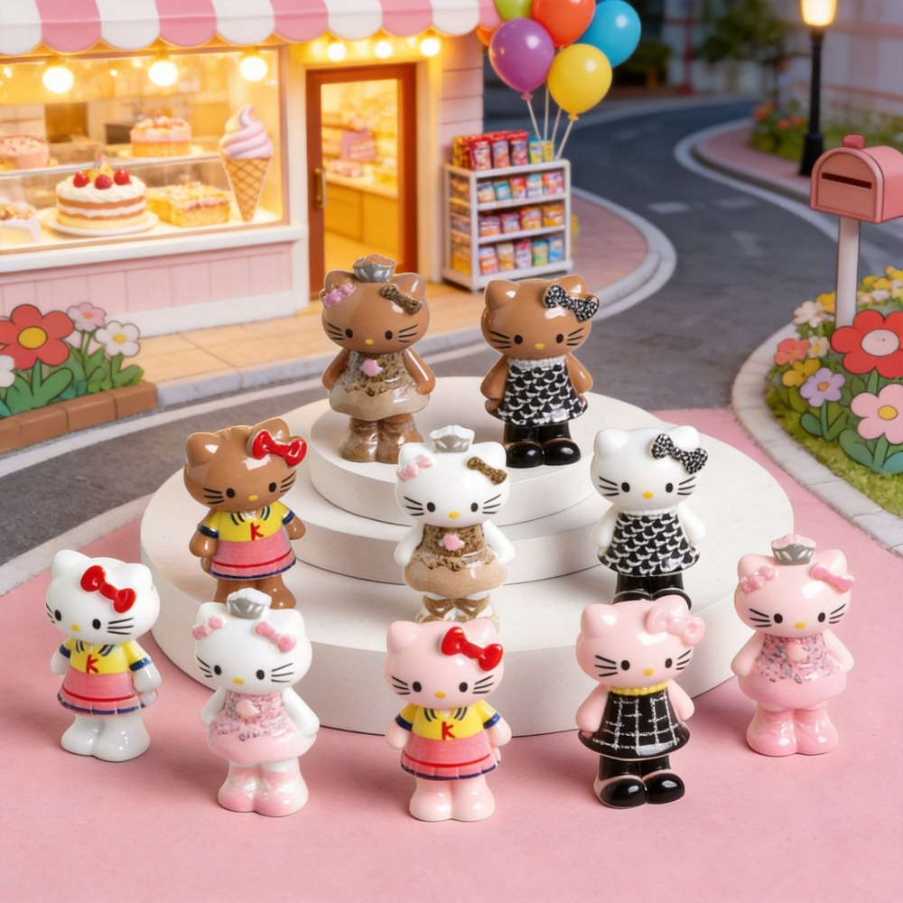 3D Resin KT Cat Mini Charms, Desktop Car Ornament Keychain Bag Charm DIY Accessories Wholesale