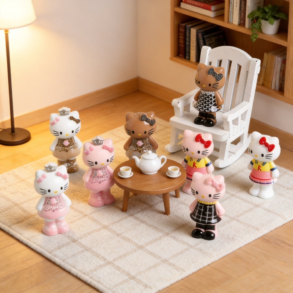 3D Resin KT Cat Mini Charms, Desktop Car Ornament Keychain Bag Charm DIY Accessories Wholesale