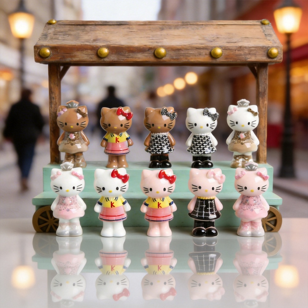 3D Resin KT Cat Mini Charms, Desktop Car Ornament Keychain Bag Charm DIY Accessories Wholesale