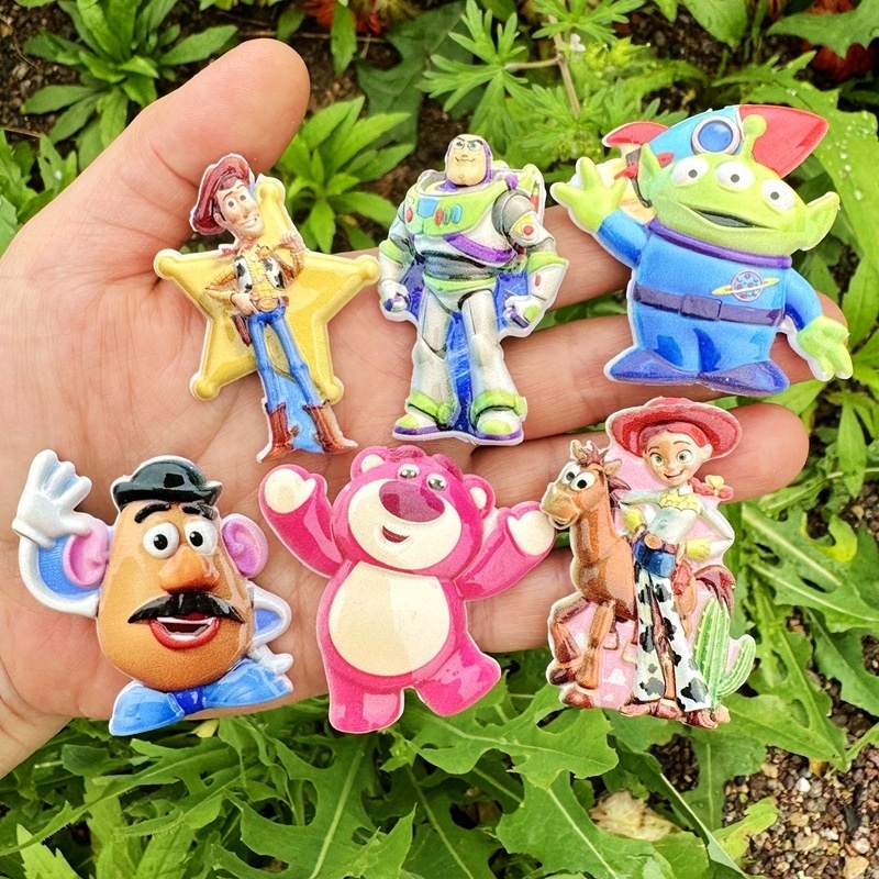 Double Sided Printed Toy Story Round Hole Beads, DIY Beadable Pen Phone Strap Bag Charm Accessories Wholesale