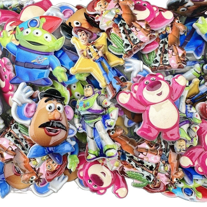 Double Sided Printed Toy Story Round Hole Beads, DIY Beadable Pen Phone Strap Bag Charm Accessories Wholesale