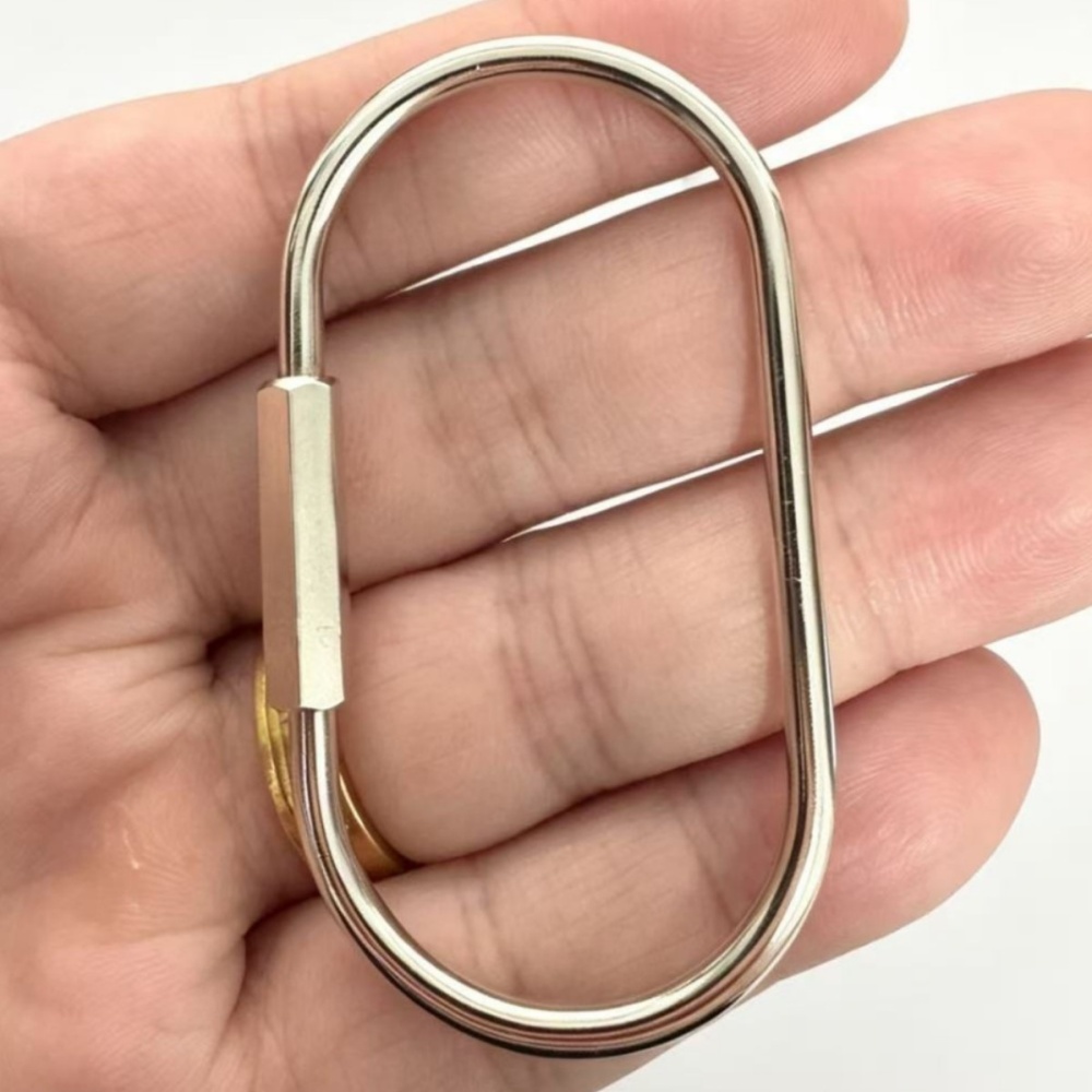 Brass Hexagon & Oval U-shaped Clasps, Vintage Solid Copper Keyring for Car Keychain Accessories Wholesale