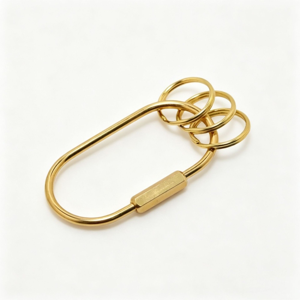 Brass Hexagon & Oval U-shaped Clasps, Vintage Solid Copper Keyring for Car Keychain Accessories Wholesale