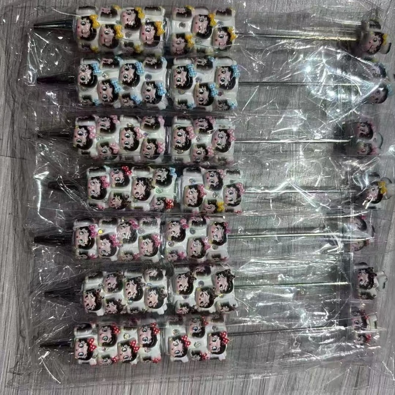 Cartoon Soft Clay Beaded Pens, Sanrio Disney Marvel Character DIY Beadable Ballpoint Pen Gifts Wholesale