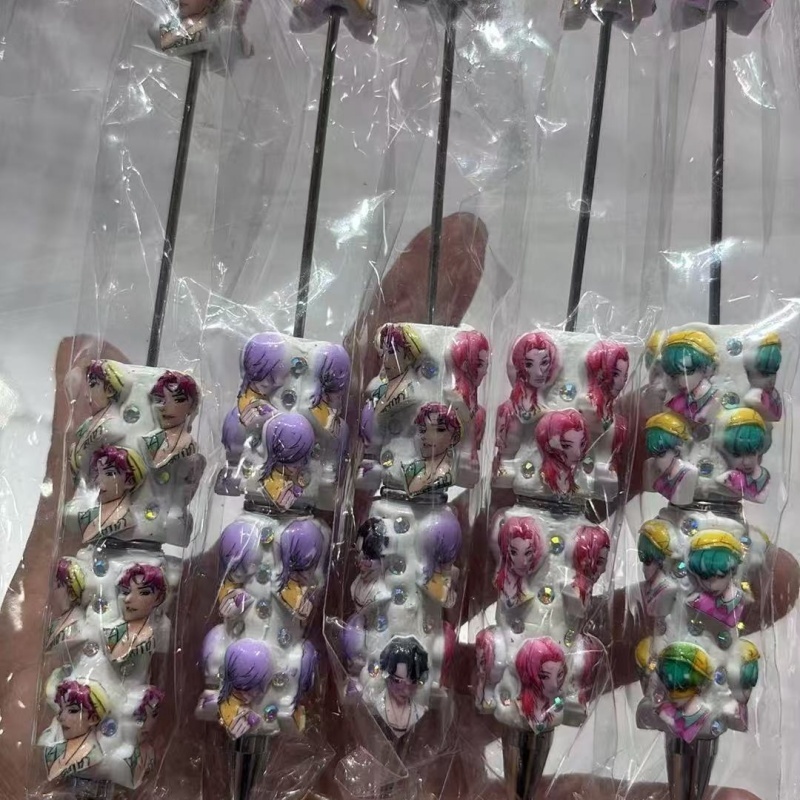 Cartoon Soft Clay Beaded Pens, Sanrio Disney Marvel Character DIY Beadable Ballpoint Pen Gifts Wholesale