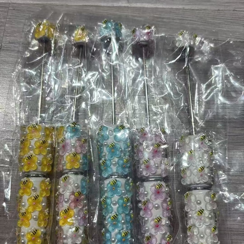 Cartoon Soft Clay Beaded Pens, Sanrio Disney Marvel Character DIY Beadable Ballpoint Pen Gifts Wholesale