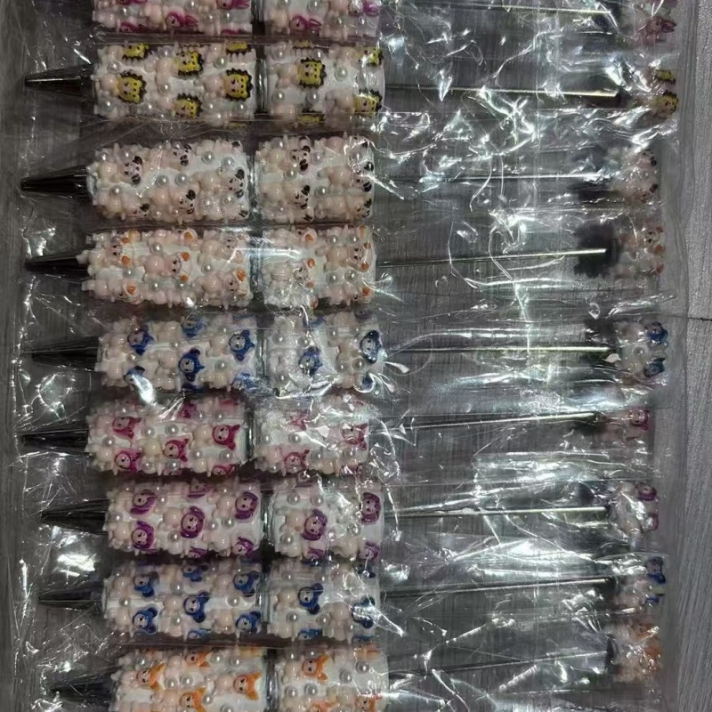 Cartoon Soft Clay Beaded Pens, Sanrio Disney Marvel Character DIY Beadable Ballpoint Pen Gifts Wholesale