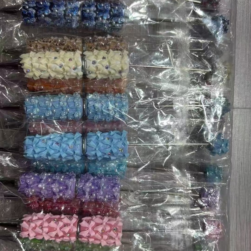 Cartoon Soft Clay Beaded Pens, Sanrio Disney Marvel Character DIY Beadable Ballpoint Pen Gifts Wholesale