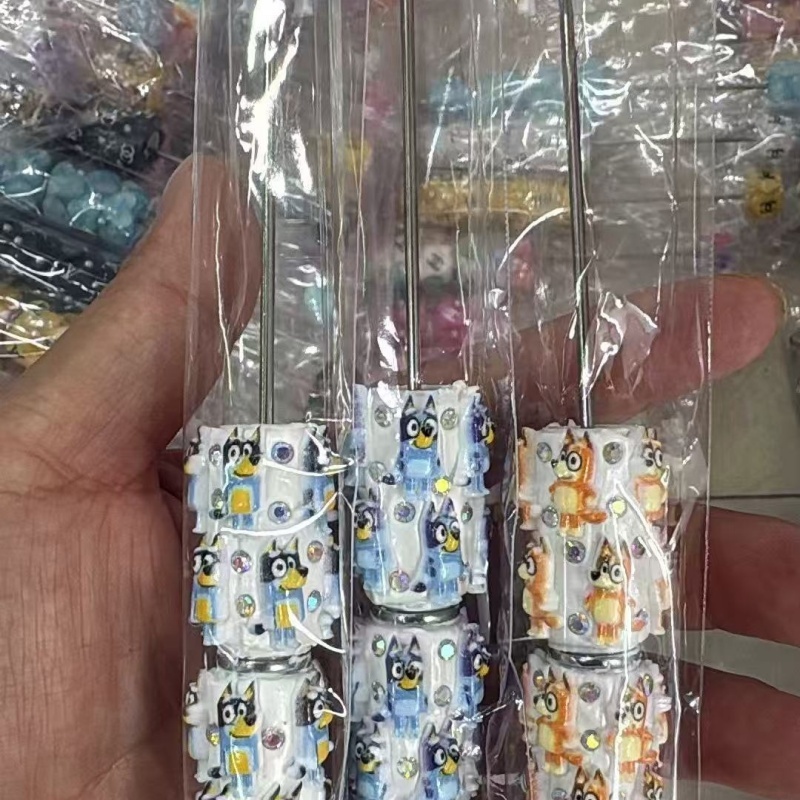Cartoon Soft Clay Beaded Pens, Sanrio Disney Marvel Character DIY Beadable Ballpoint Pen Gifts Wholesale