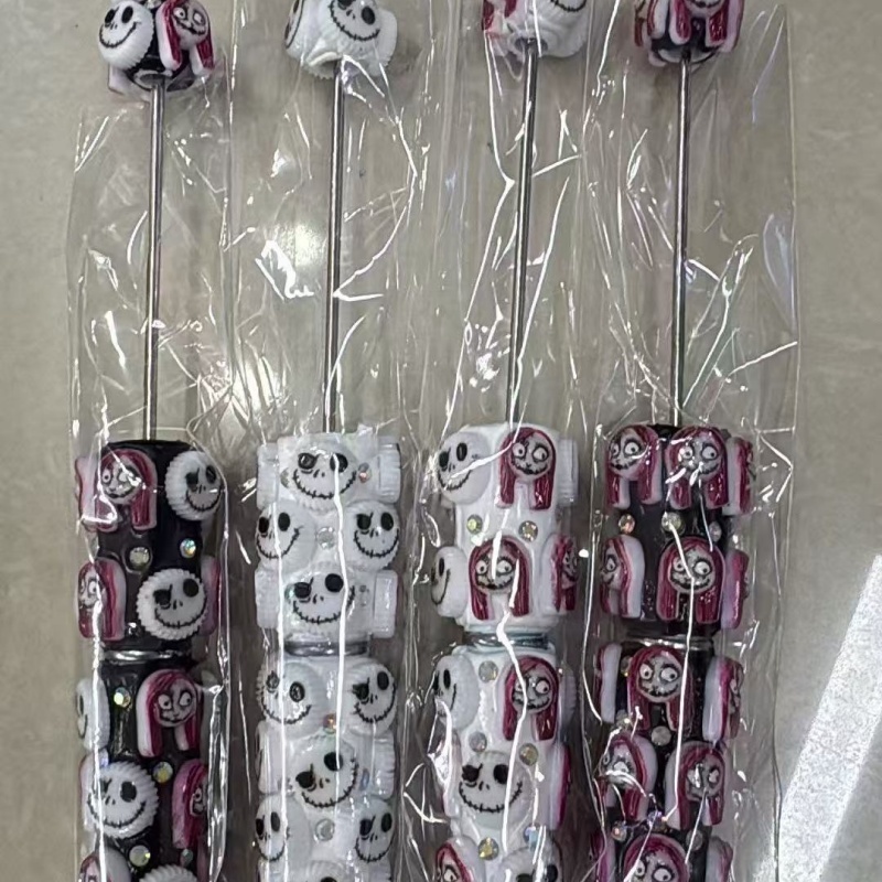 Cartoon Soft Clay Beaded Pens, Sanrio Disney Marvel Character DIY Beadable Ballpoint Pen Gifts Wholesale