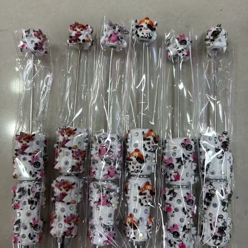 Cartoon Soft Clay Beaded Pens, Sanrio Disney Marvel Character DIY Beadable Ballpoint Pen Gifts Wholesale