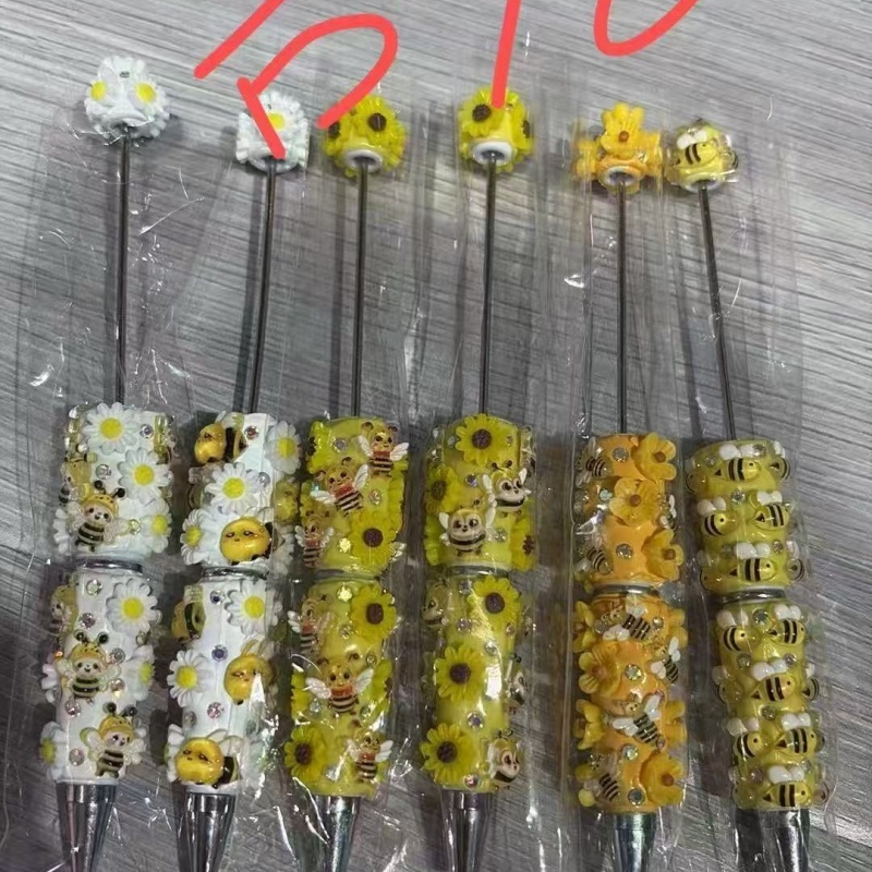 Cartoon Soft Clay Beaded Pens, Sanrio Disney Marvel Character DIY Beadable Ballpoint Pen Gifts Wholesale