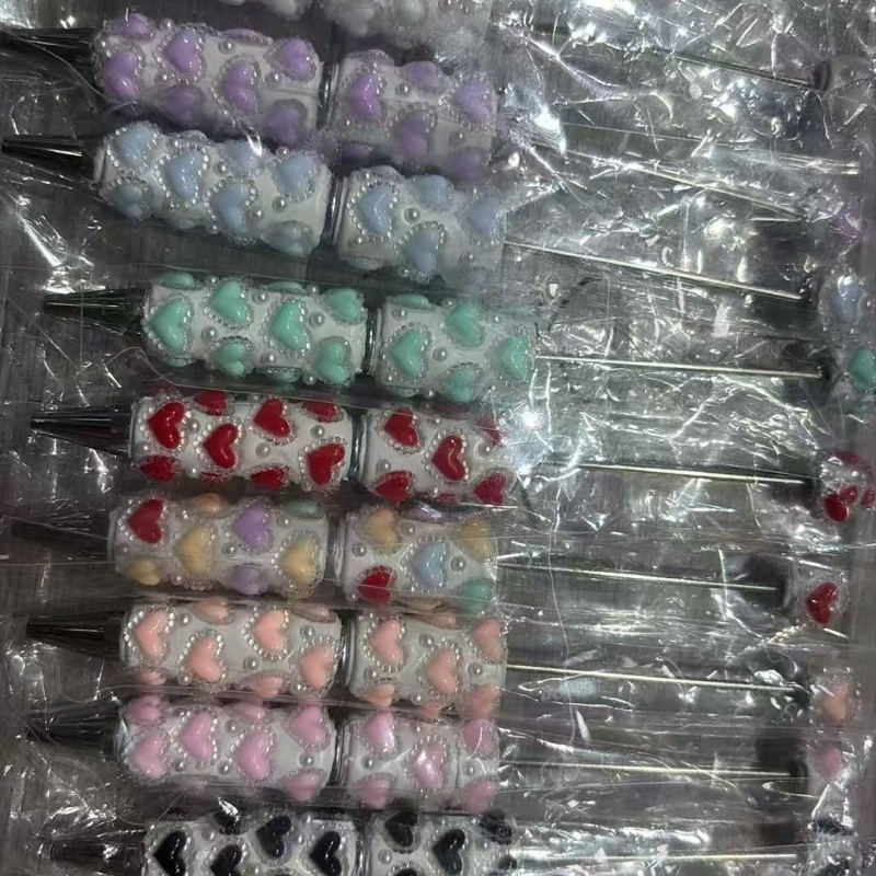 Cartoon Soft Clay Beaded Pens, Sanrio Disney Marvel Character DIY Beadable Ballpoint Pen Gifts Wholesale