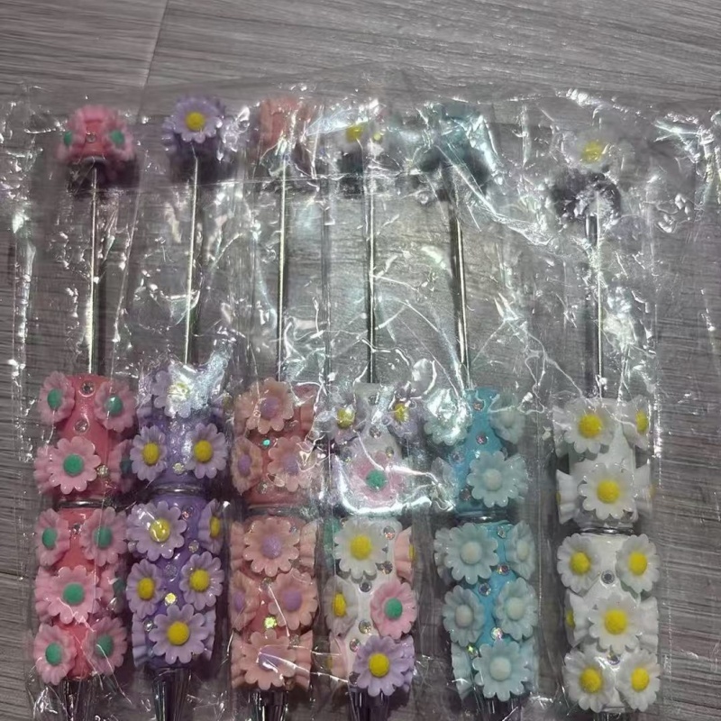 Cartoon Soft Clay Beaded Pens, Sanrio Disney Marvel Character DIY Beadable Ballpoint Pen Gifts Wholesale