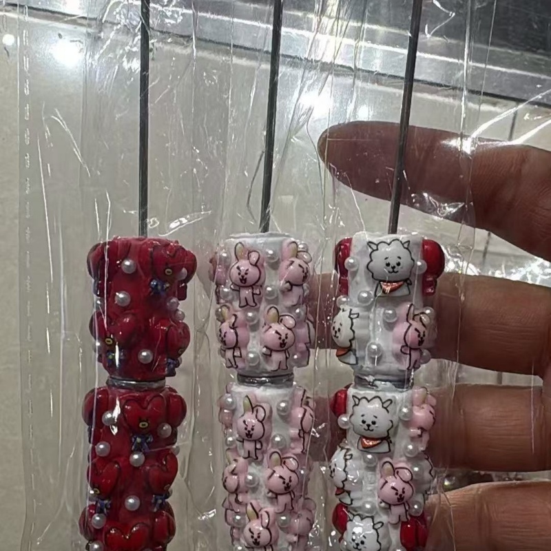 Cartoon Soft Clay Beaded Pens, Sanrio Disney Marvel Character DIY Beadable Ballpoint Pen Gifts Wholesale