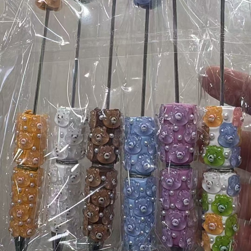 Cartoon Soft Clay Beaded Pens, Sanrio Disney Marvel Character DIY Beadable Ballpoint Pen Gifts Wholesale