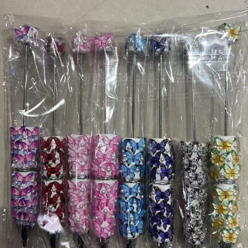 Cartoon Soft Clay Beaded Pens, Sanrio Disney Marvel Character DIY Beadable Ballpoint Pen Gifts Wholesale