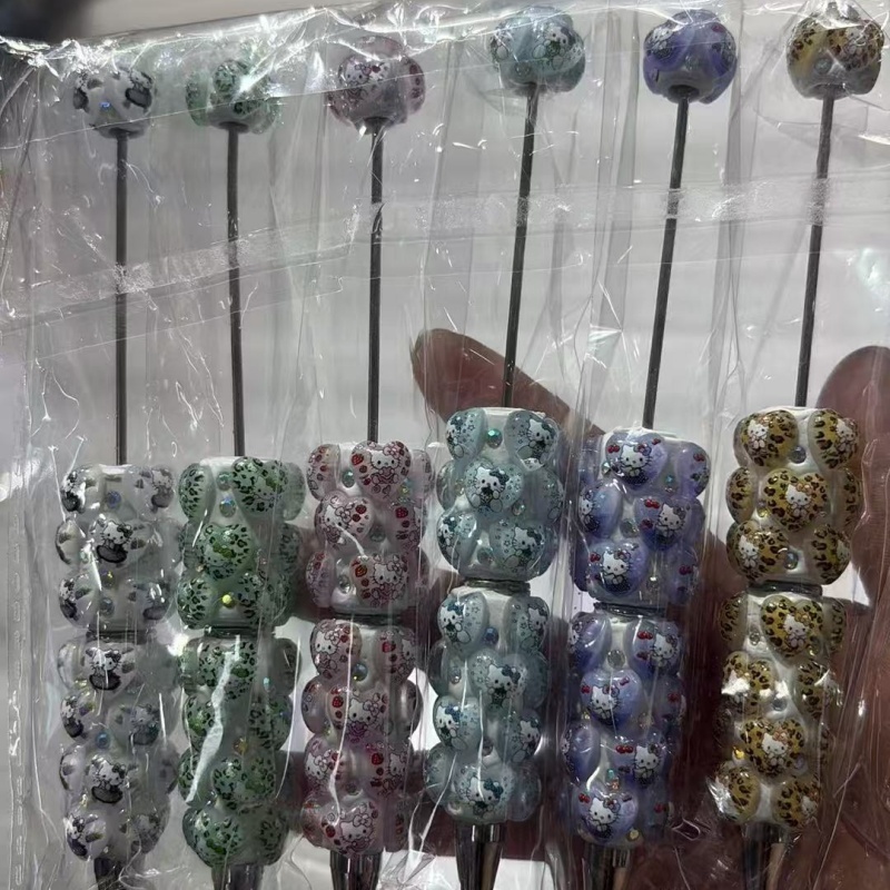 Cartoon Soft Clay Beaded Pens, Sanrio Disney Marvel Character DIY Beadable Ballpoint Pen Gifts Wholesale