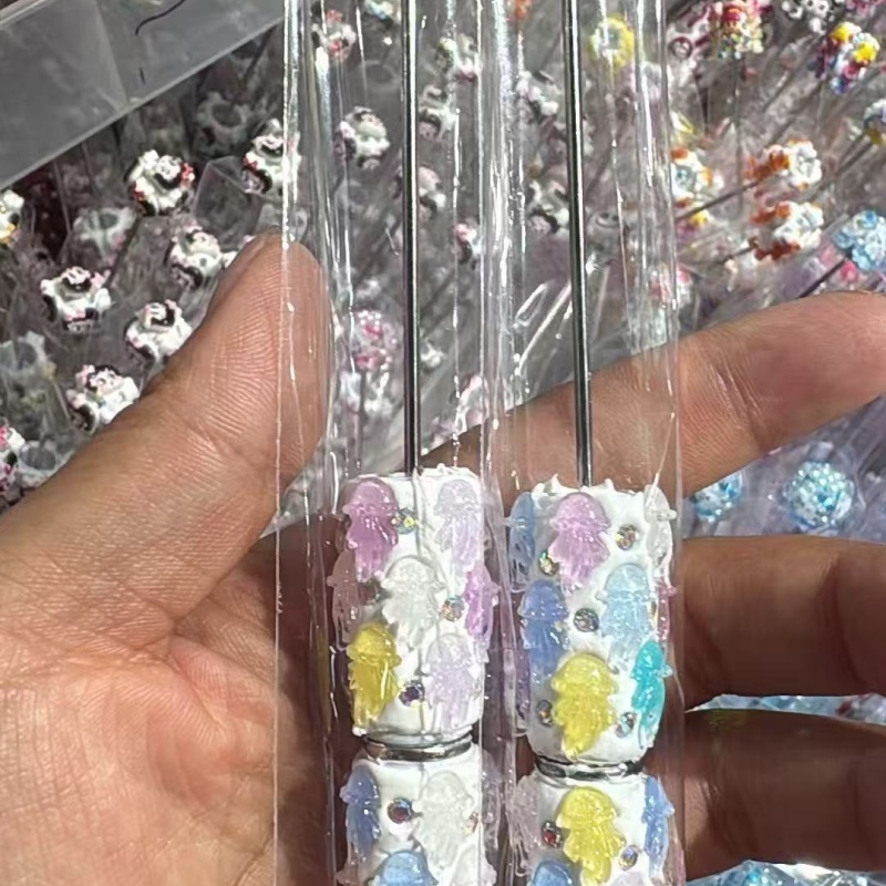 Cartoon Soft Clay Beaded Pens, Sanrio Disney Marvel Character DIY Beadable Ballpoint Pen Gifts Wholesale