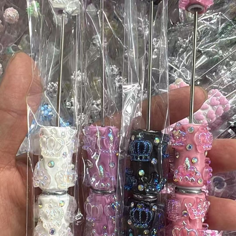 Cartoon Soft Clay Beaded Pens, Sanrio Disney Marvel Character DIY Beadable Ballpoint Pen Gifts Wholesale