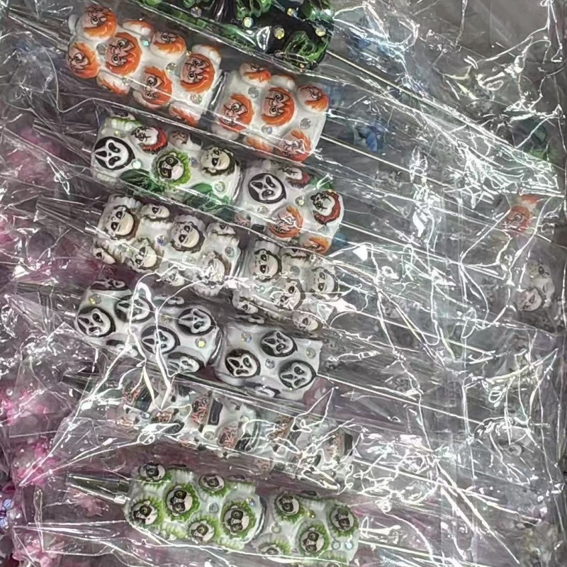 Cartoon Soft Clay Beaded Pens, Sanrio Disney Marvel Character DIY Beadable Ballpoint Pen Gifts Wholesale