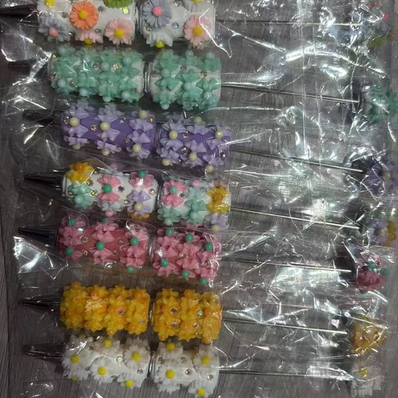 Cartoon Soft Clay Beaded Pens, Sanrio Disney Marvel Character DIY Beadable Ballpoint Pen Gifts Wholesale