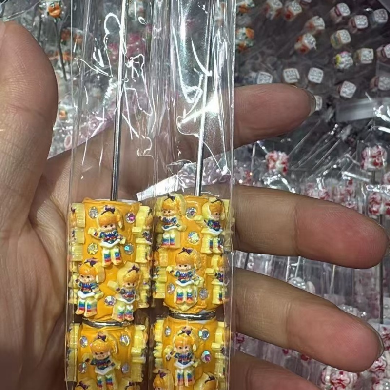 Cartoon Soft Clay Beaded Pens, Sanrio Disney Marvel Character DIY Beadable Ballpoint Pen Gifts Wholesale