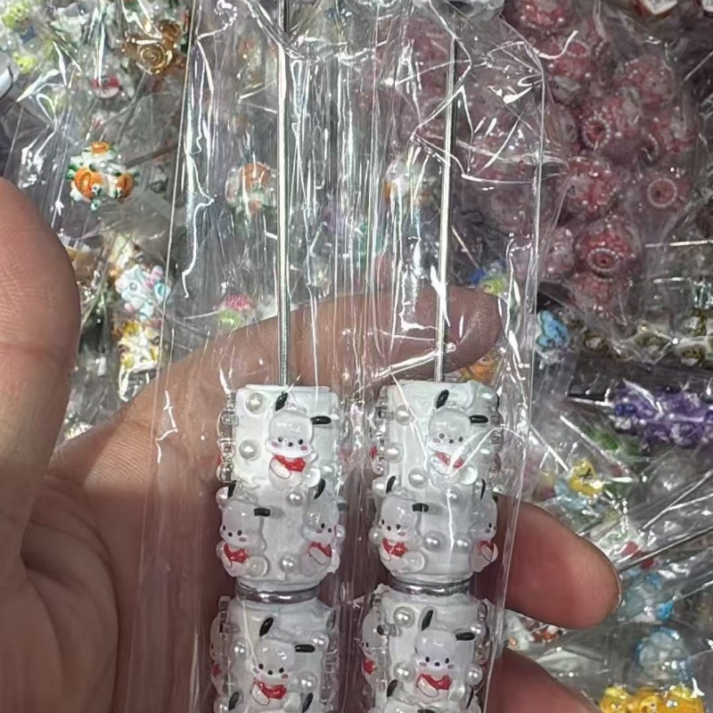 Cartoon Soft Clay Beaded Pens, Sanrio Disney Marvel Character DIY Beadable Ballpoint Pen Gifts Wholesale