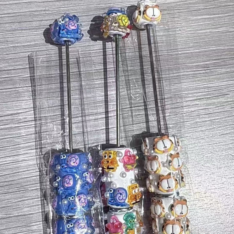 Cartoon Soft Clay Beaded Pens, Sanrio Disney Marvel Character DIY Beadable Ballpoint Pen Gifts Wholesale
