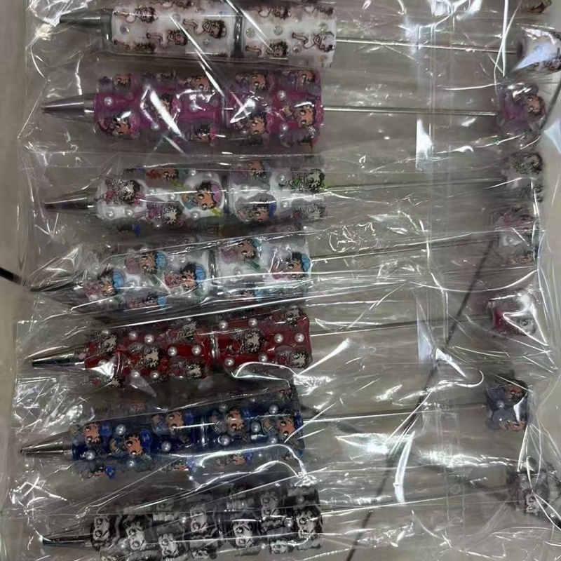 Cartoon Soft Clay Beaded Pens, Sanrio Disney Marvel Character DIY Beadable Ballpoint Pen Gifts Wholesale