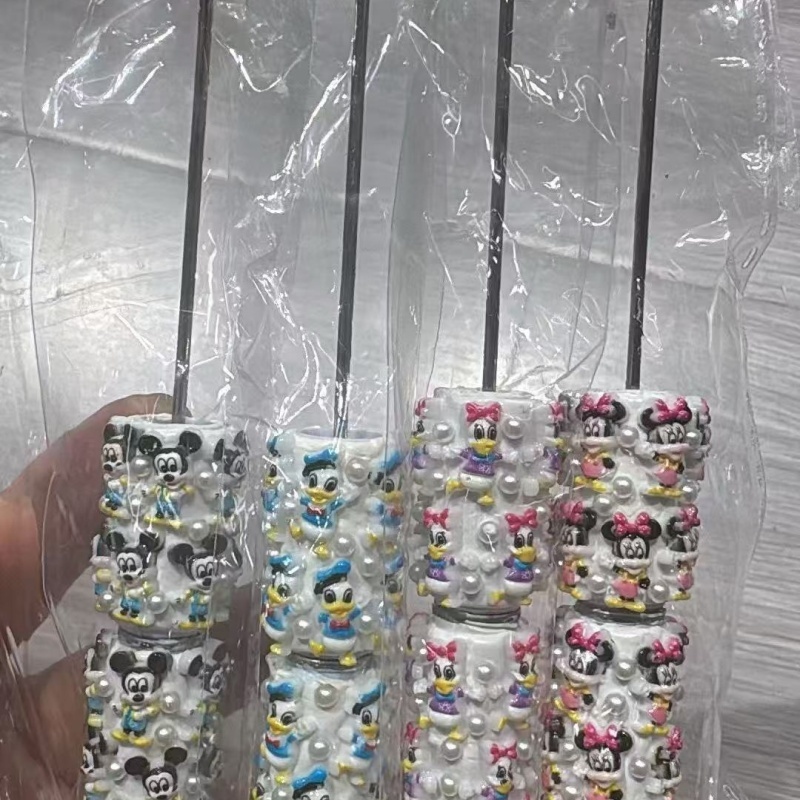 Cartoon Soft Clay Beaded Pens, Sanrio Disney Marvel Character DIY Beadable Ballpoint Pen Gifts Wholesale