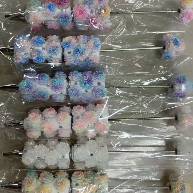 Cartoon Soft Clay Beaded Pens, Sanrio Disney Marvel Character DIY Beadable Ballpoint Pen Gifts Wholesale