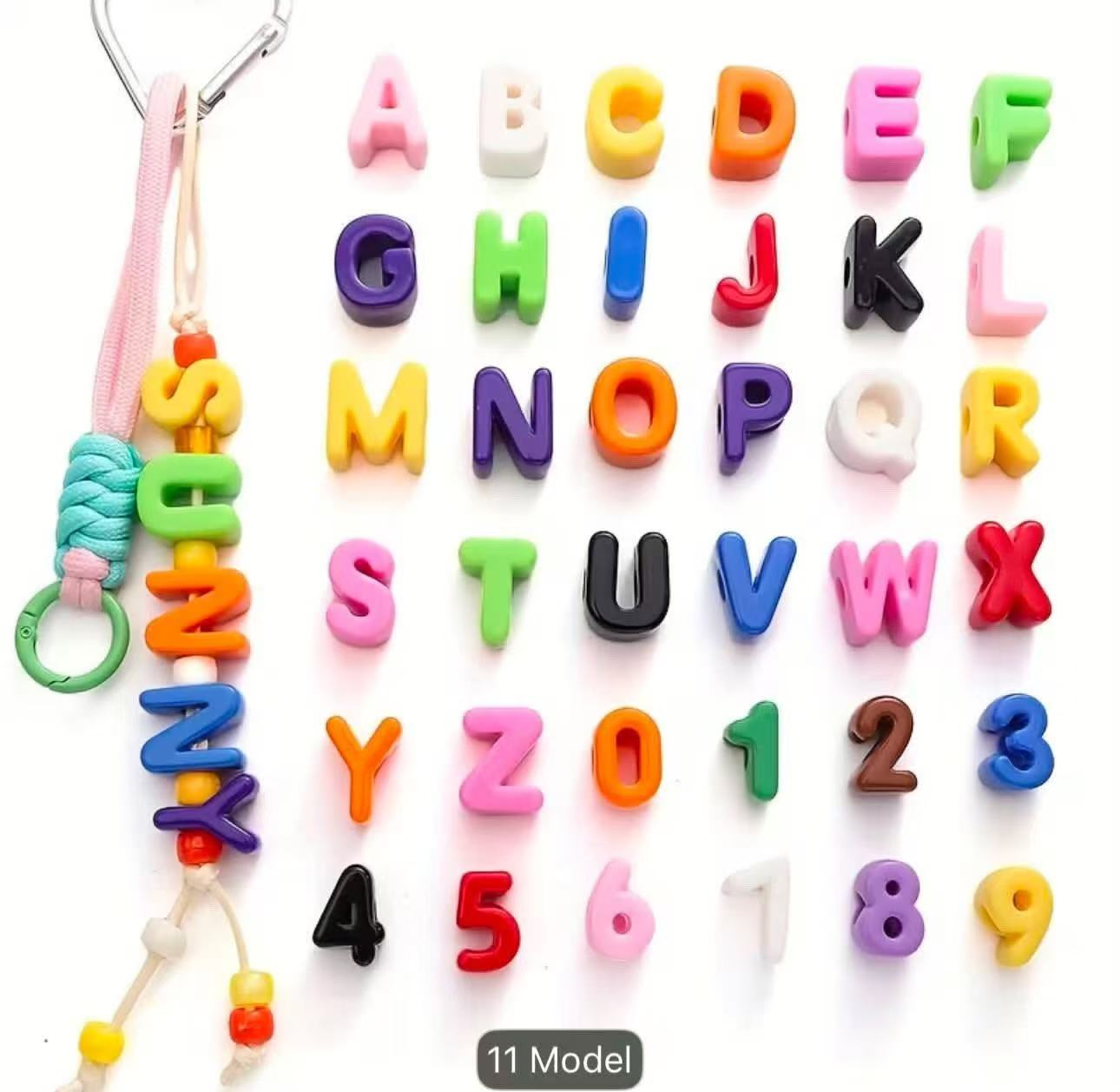 Pastel Acrylic Single Letter Large Hole Beads Macaron Straight Hole Loose Beads DIY Phone Chain Accessories
