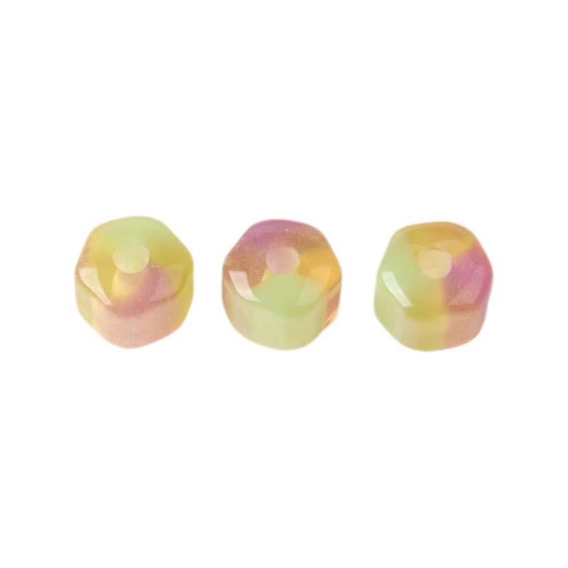 Gradient Irregular Resin Large Hole Round Beads, DIY Clothing Shoelace Dress Decoration Handmade Jewelry Accessories Wholesale